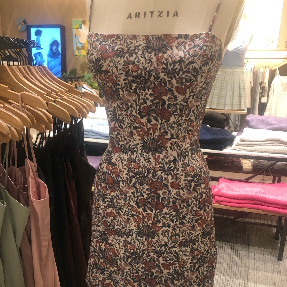 Sunday Best by Aritzia Multicolor Floral Mini Satin Dress Sz 2